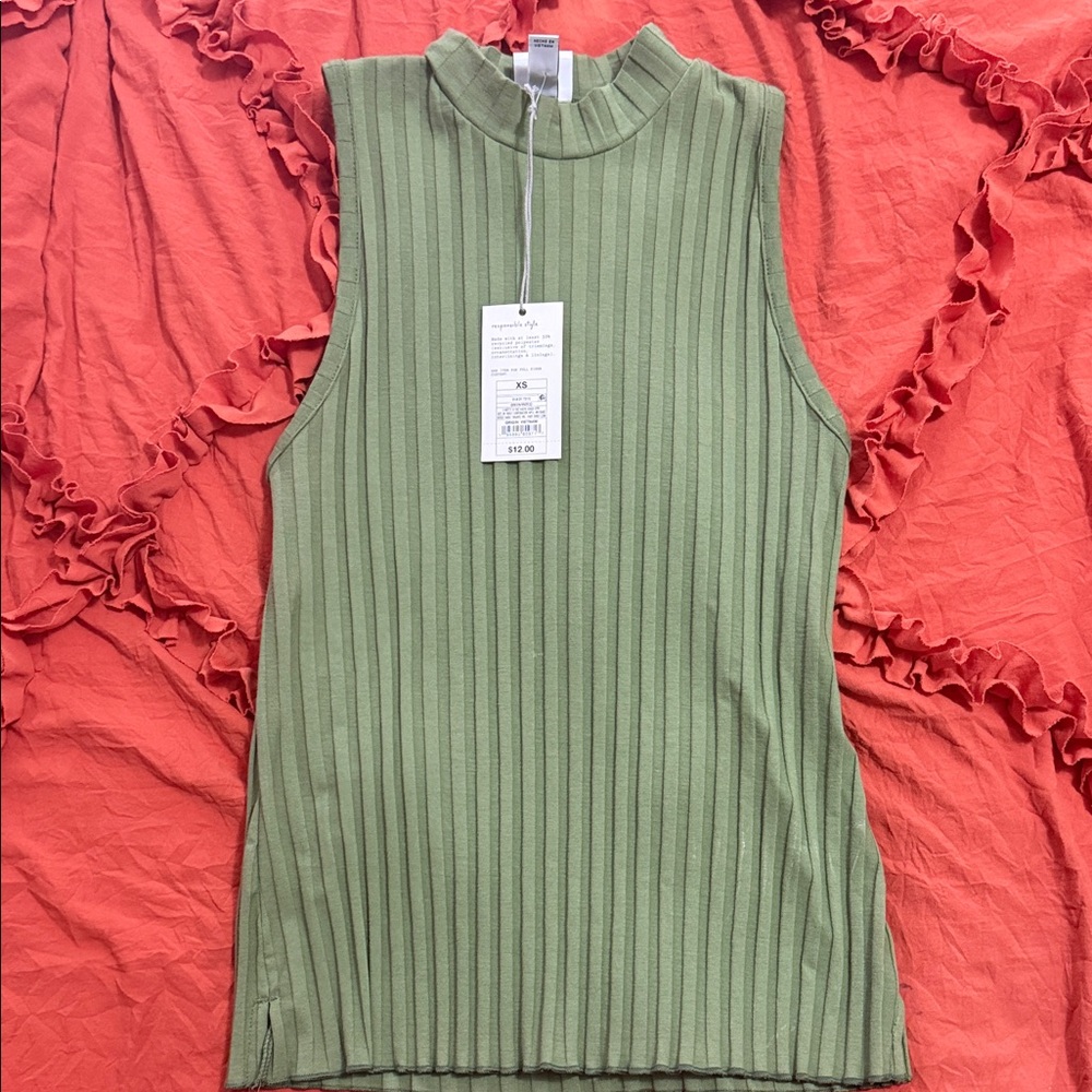 a new day Olive Green Ribbed Sleeveless Top